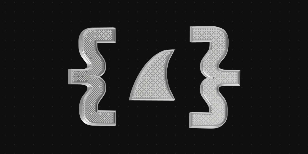 The chrome {fin} mark of algofin 1.0